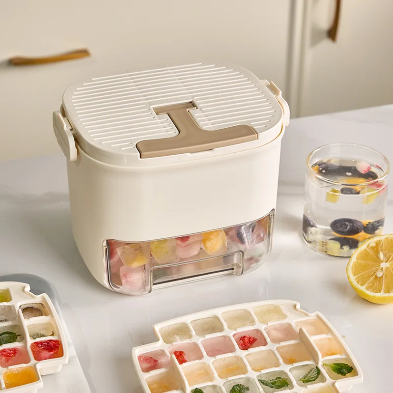 

52 Grid Square with Cover Ice Cube Mold with Easy Demolding Ice Storage Box Ice Shovel Summer Kitchen DIY Iced Drink Maker Tools