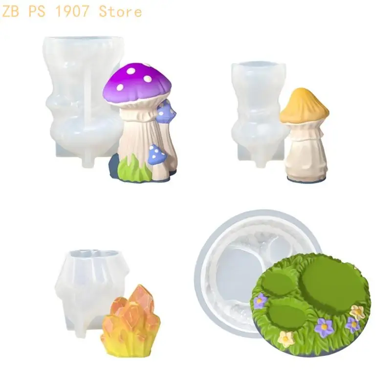 

4 Pack Mushroom Figurines Silicone Mold Silicone Texture for Handmade Ornaments 55KA