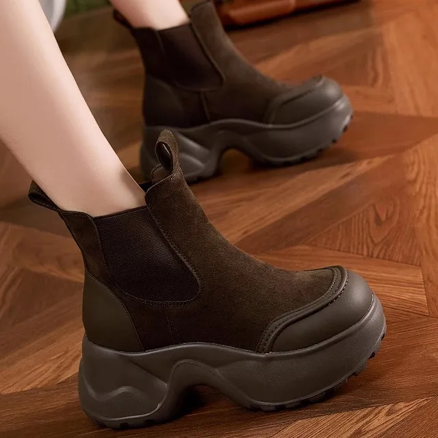 

Women's Mid-Calf Thick Bottomed Leather Boots Easy Wear Short Boots Small Size Ankle Boots Fashionable All Seasons Boots