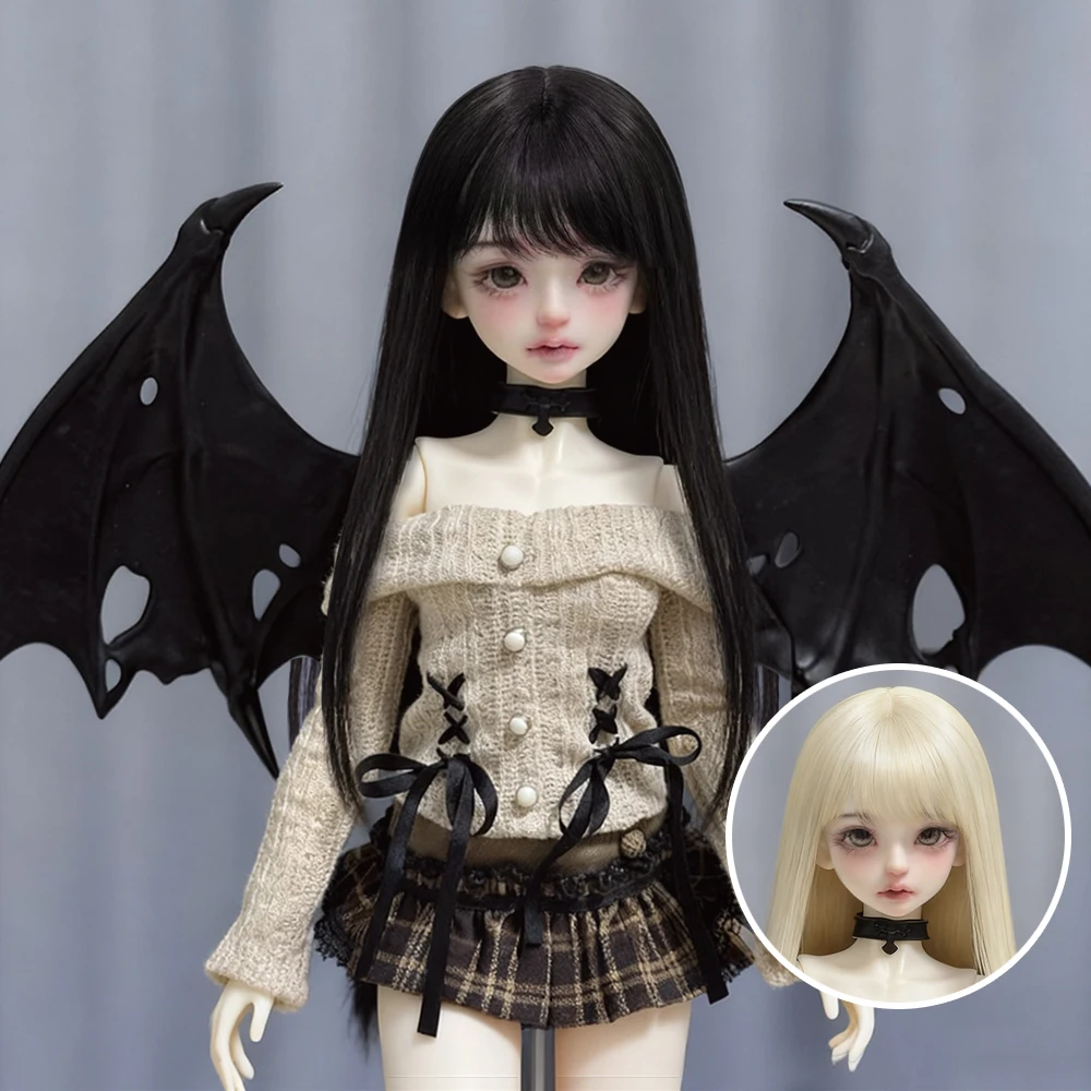 

1/6/ 1/4 BJD парик Awen, смешанный шелковый парик для куклы, натуральные черные волосы, длинные прямые гладкие волосы, челка для 30-40 см, аксессуар для куклы SD DD