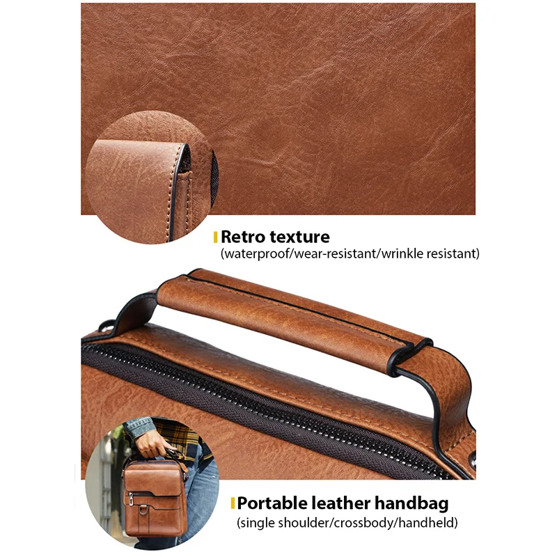 Brand Men Shoulder Bag for 9.7" ipad Men PU Leather Flaps Men's Crossbody Bags Business Flap Male Solid Messenger Bag Travel Bag