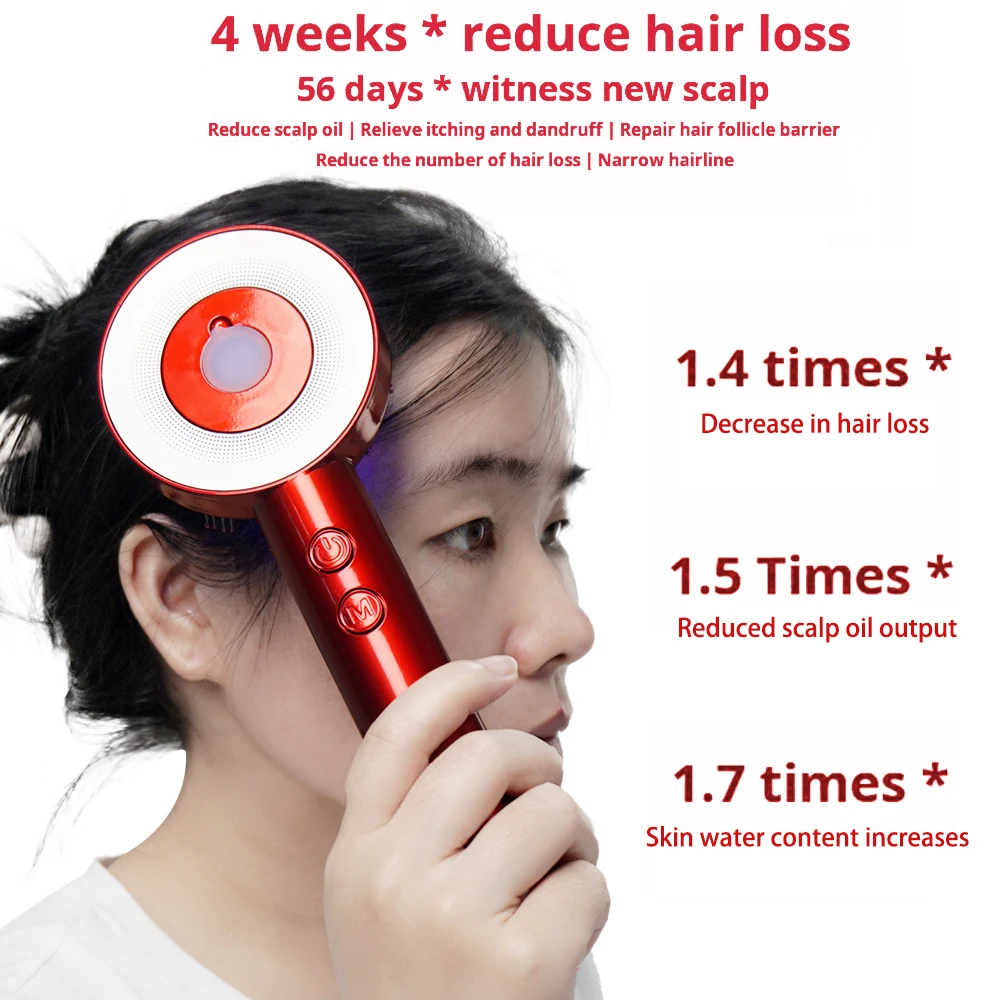 مدلك فروة الرأس باللون الأحمر الفاتح، أداة توزيع زيت الشعر المحمولة، مشط تدليك فروة الرأس الكهربائي