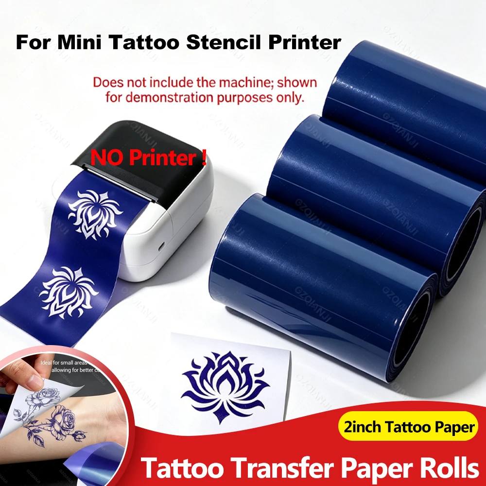 2 Inch 52mm Tattoo Transfer Paper 1/4/8Rolls Simple and Easy-to-Use for Portable Mini Tattoo Printer C50 DIY Tiny Tattoo Rolls