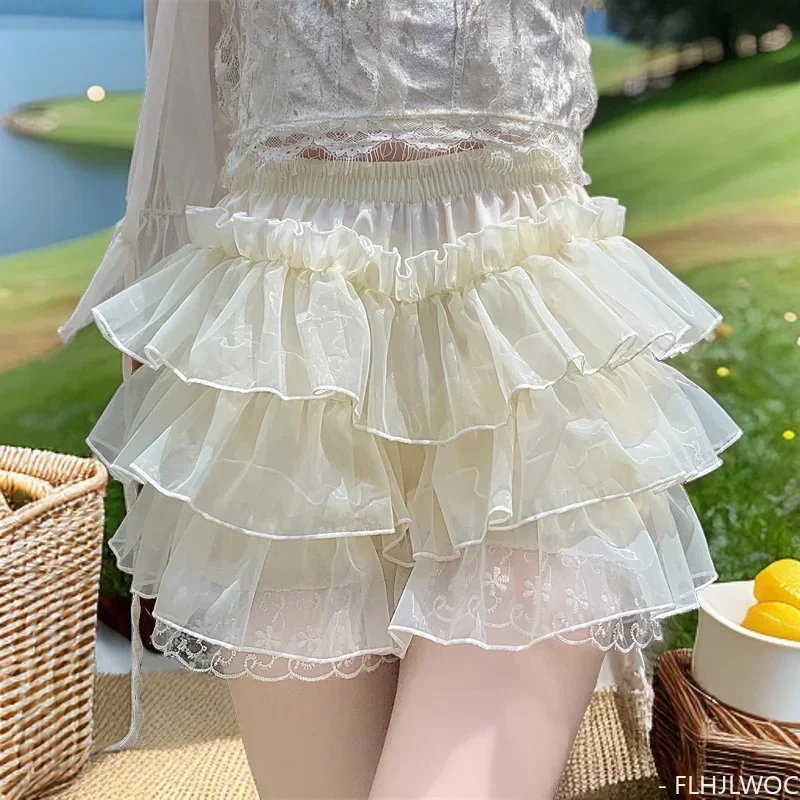 Bloomers Lolita Style Girls Birthdays Cute Sweet Japan Sexy Sheer Mesh Lace Date Princess Lace Pumpkin Lantern Puff Shorts