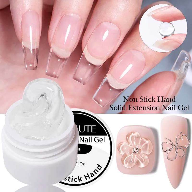 LILYCUTE 8ML Clear Non Stick Hand Solid Extension Nail Gel Polish Carving Flower Nail Art Construction UV Gel Acrylic Varnishes