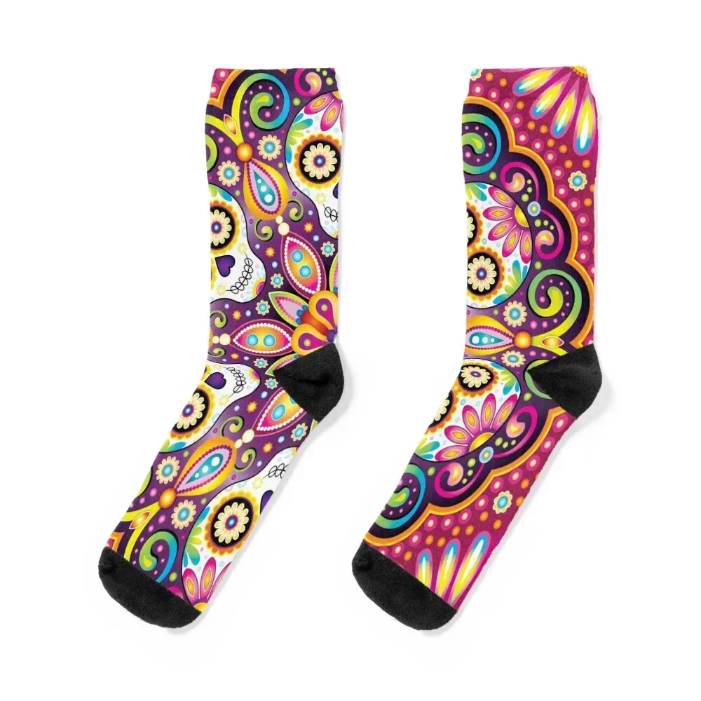 

Sugar Skull Mandala - Day of the Dead Mandala Art by Thaneeya McArdle Socks Sports cotton Man Socks Women's