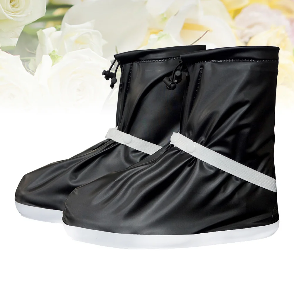 

1 Pair Waterproof Shoe Covers Thickened Non-Slip Overshoes Waterproof Rain Overshoes For Adults Easy Clean Protector Black S