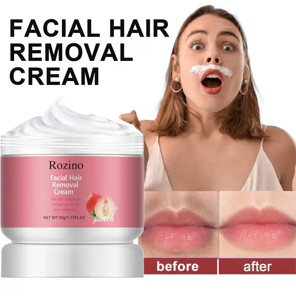Facial Depilatory Cream, Peach Hair Removal Cream for Upper Lip and Chin Gentle Non-Irritating Body Hair Removal Cream for Women