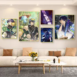 Anime Games Genshin Impact Scaramouche Wanderer Prints and Posters Whitepaper Sticker DIY Room Bar Cafe Decor Art Wall Stickers