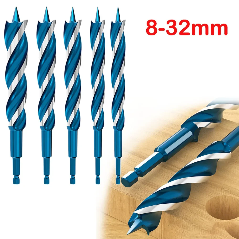 1pcs 155mm Woodworking Reaming Auger Drill Bit Three Slot Four Blade Support Drill For Corks Plastics Drilling Power Tool 6-32mm