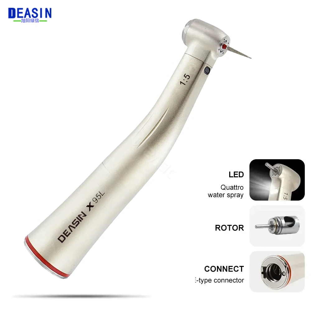 

Dental Factory equipment increasing red ring 1:5 with light contra angle handpiece Push Button dentist handpiece medical supply