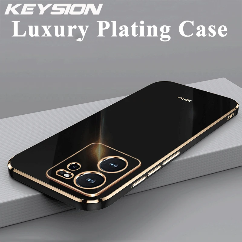 Luxury Plating Case for Xiaomi 13T 13T Pro 5G Soft TPU Silicone Square Shockproof Phone Back Cover for Redmi K60 Ultra