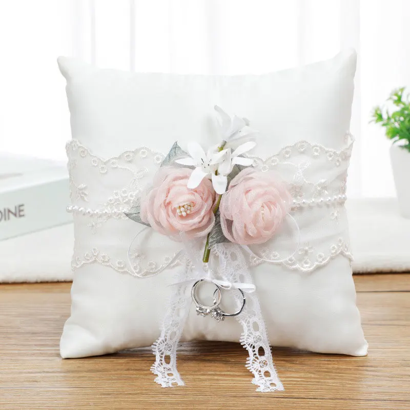 Support Cushion Ring Pillow Bearer Cushions For Lover Friend Good Gift Party Decoration Flowers Romantic Decor Pallet