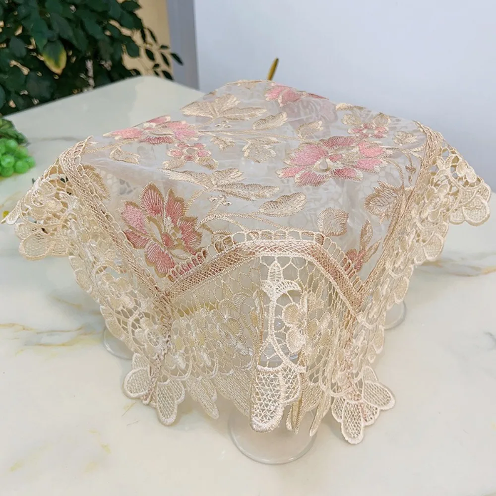 

Elegant Tea Set Cover Cloth Dust-Proof Material Lace Design Tea Tray Cover Washable Household Use Water Cup Cover Tea Tray