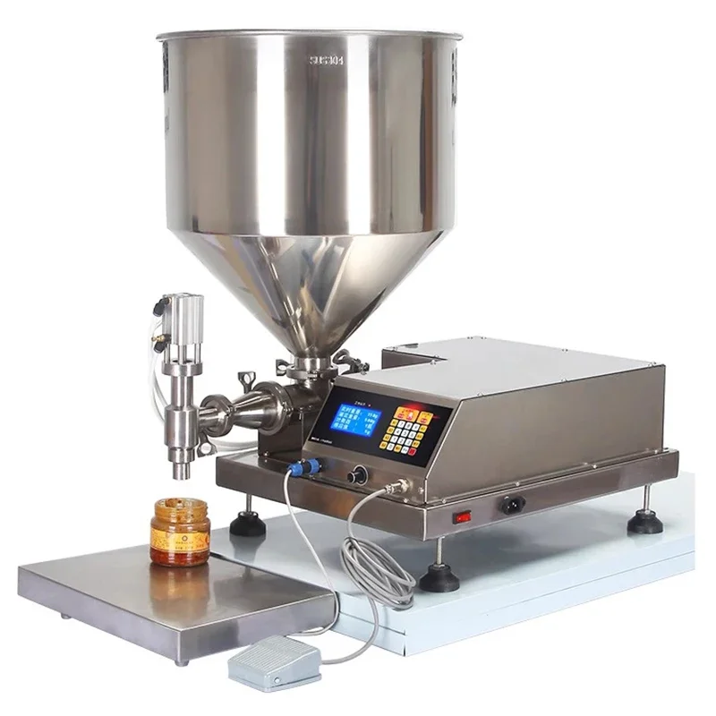 #Sauce filling machine, liquid weighing and mixing, sesame chili bean paste fully automatic quantitative filling machine