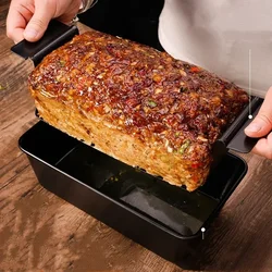 Metallic Mould Professional Meatloaf Pan Non Stick Oven Baking Pan Rectangular Loaf Pan with Insert Rack Bread Tool Baking Tool