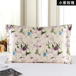 100% nature mulberry Silk 19mm charmeuse Silk Purple Floral printed pillowcase pillow cases Envelope Closure standard queen king