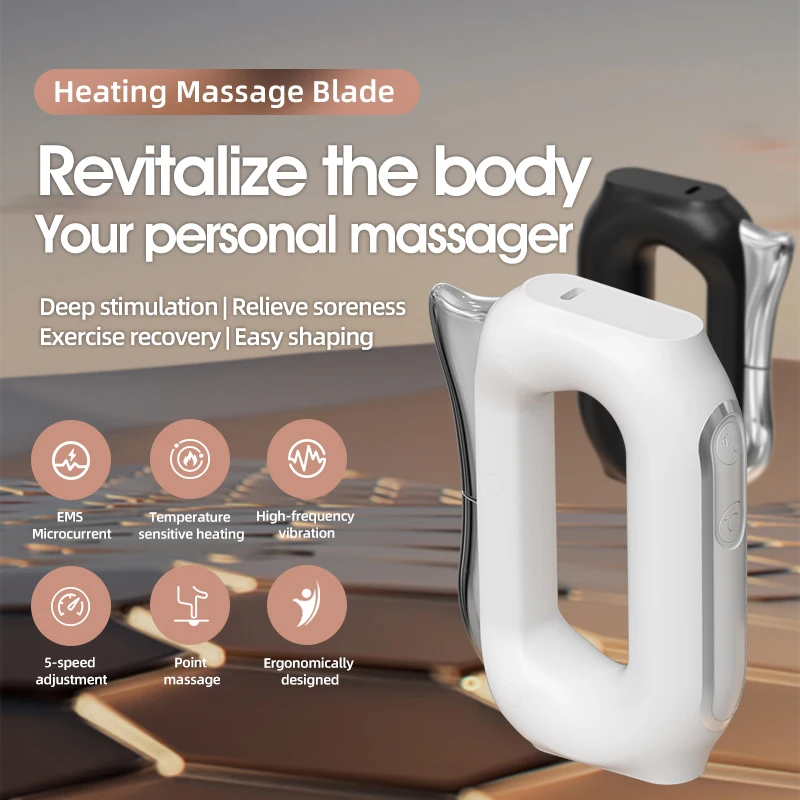 Electric Fascia Gun Electric Muscle Stimulation Massage Heating Muscle Relax Electric Scraping Fascia Knife MusclePain