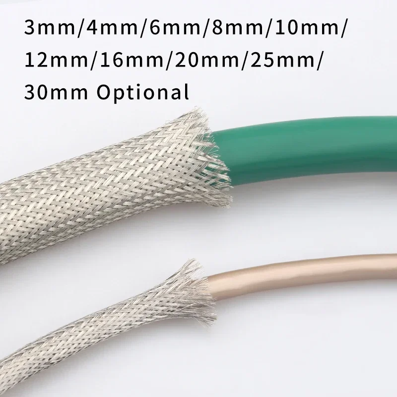 4-30mm Copper Tinned Audio Cable Shield Net Anti-interference Braided for DIY Speaker Wire XLR RCA Signal Line