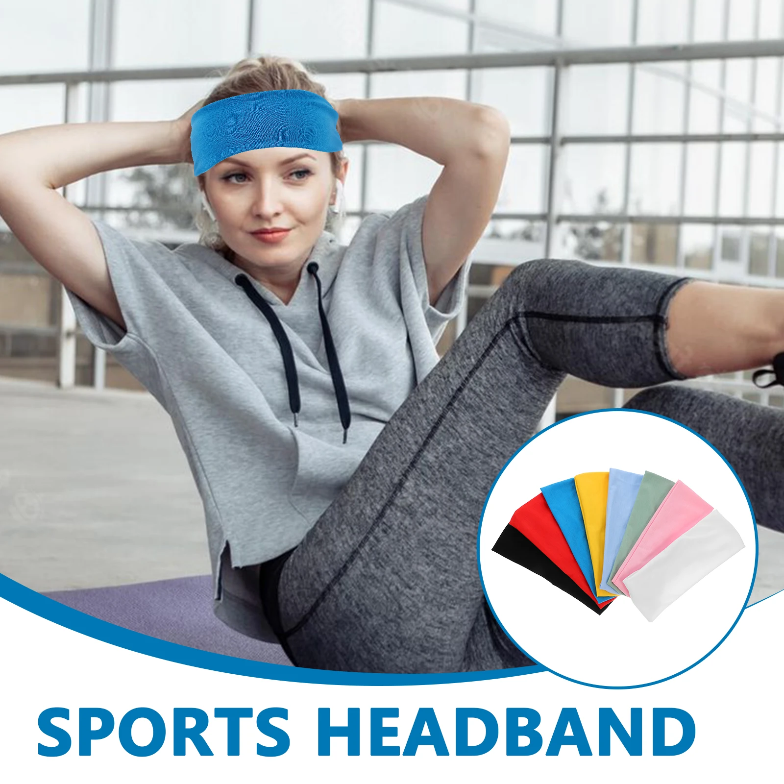 

8pcs Yoga Sweatband for Women Breathable Fabric Wide Headbands Sports Fitness Running Athletic Accessories Exercise Headbands