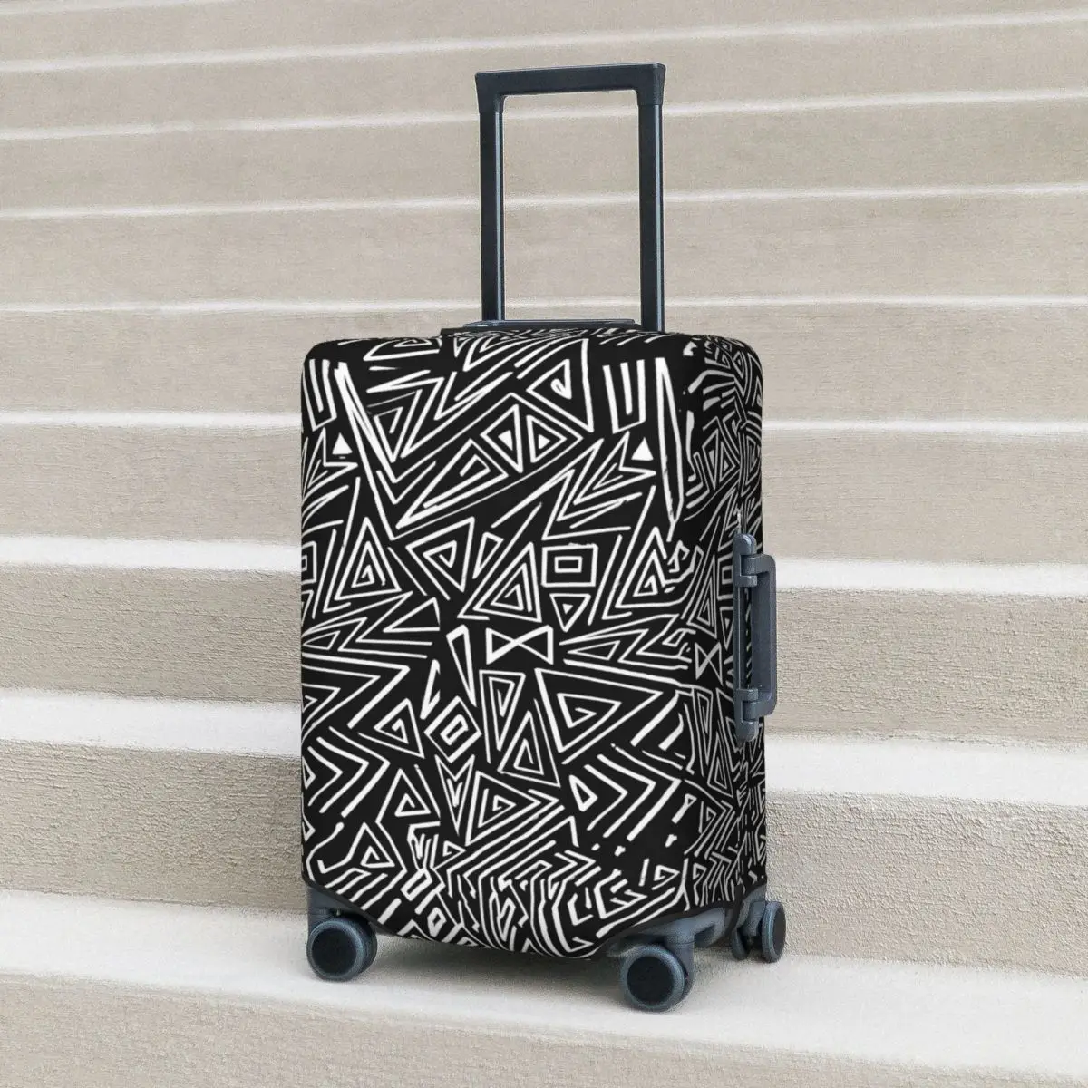 

Geo Print Suitcase Cover Geometric Shapes Cruise Trip Vacation Useful Luggage Accesories Protector