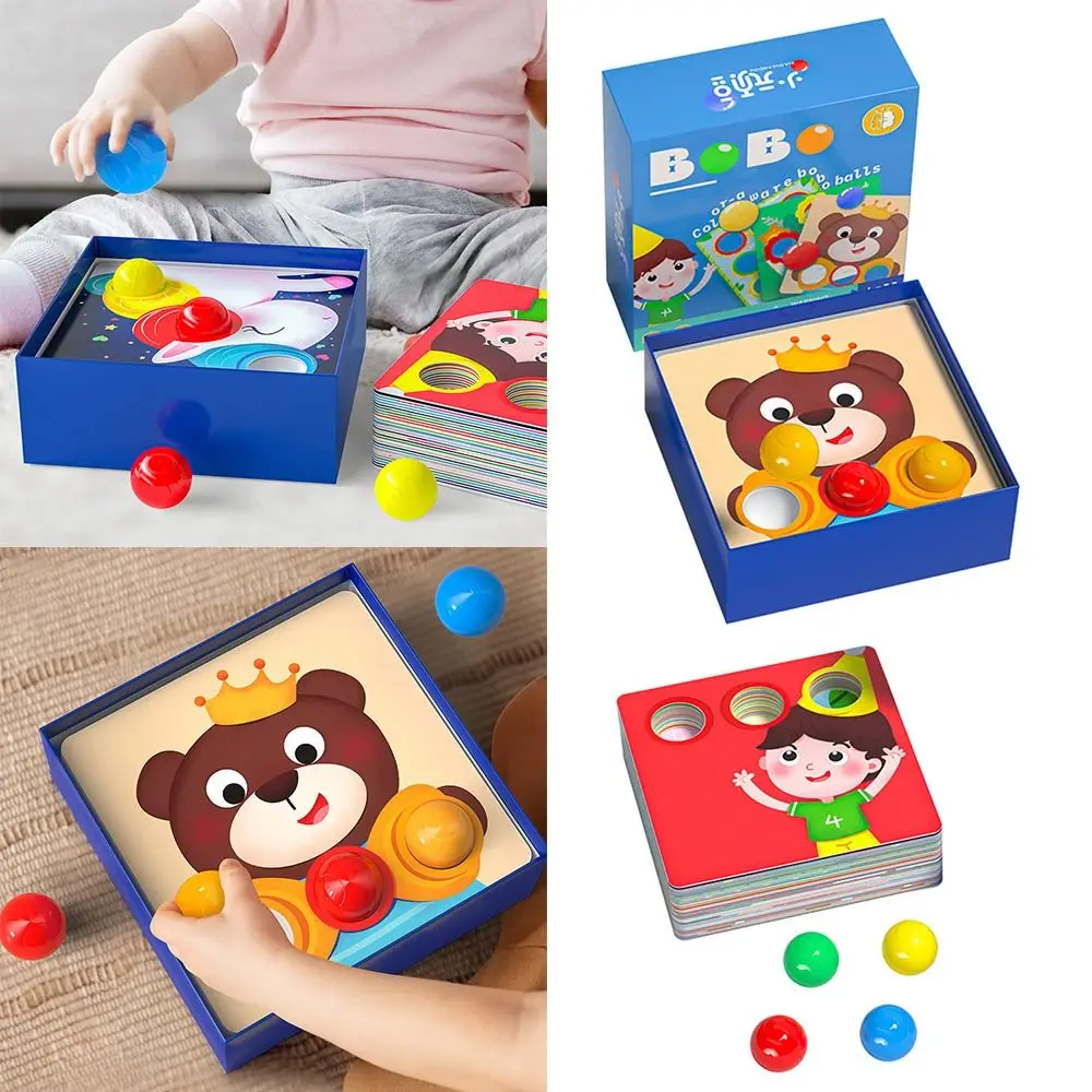 Mehrfarbiges Farbsortier-Puzzlespiel, Cartoon-Muster, Holz, Entwicklungsspielzeug, Familienspiel, Knopffidee, Aufklärungsspiel, Geschenk