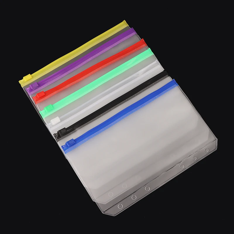 6 Stück A6 wasserdichte PVC-Ordnertaschen mit 6-Loch-Ordnertaschen für Notebook, Planer, Bargeld, Budget, Umschläge, Reiseumschläge