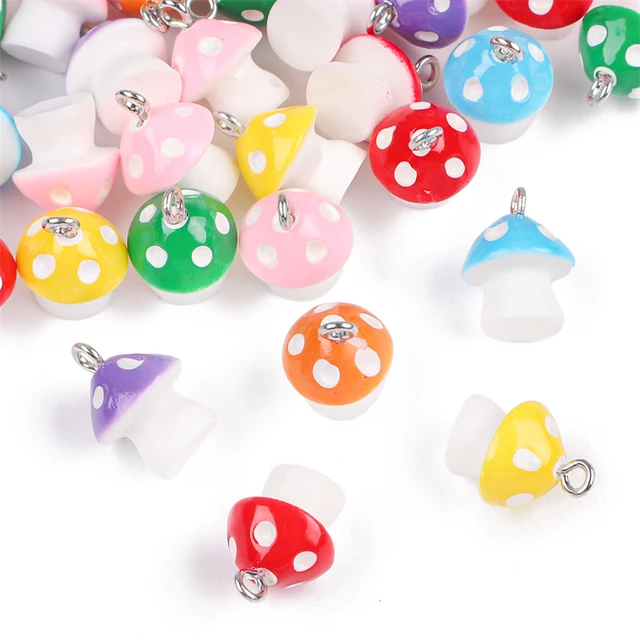 6/10 sztuk 12x16mm śliczne grzyby Charms wisiorek z żywicy na naszyjnik bransoletka kolczyki brelok biżuteria DIY akcesoria do