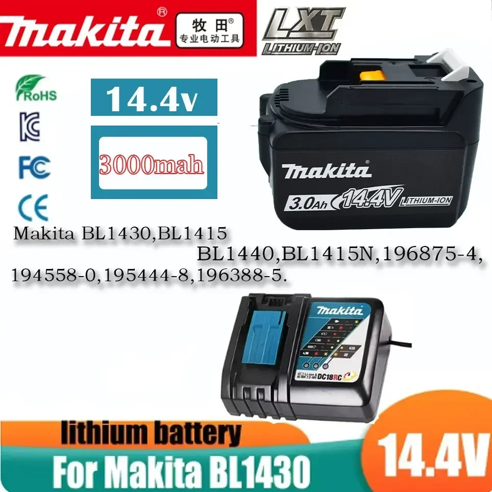 14.4V 3.0Ah 3000mAh Lithium-Ion BL1430 Rechargeable Battery for Makita Cordless Tools BL1440 DA340DRF BDF343 Free post