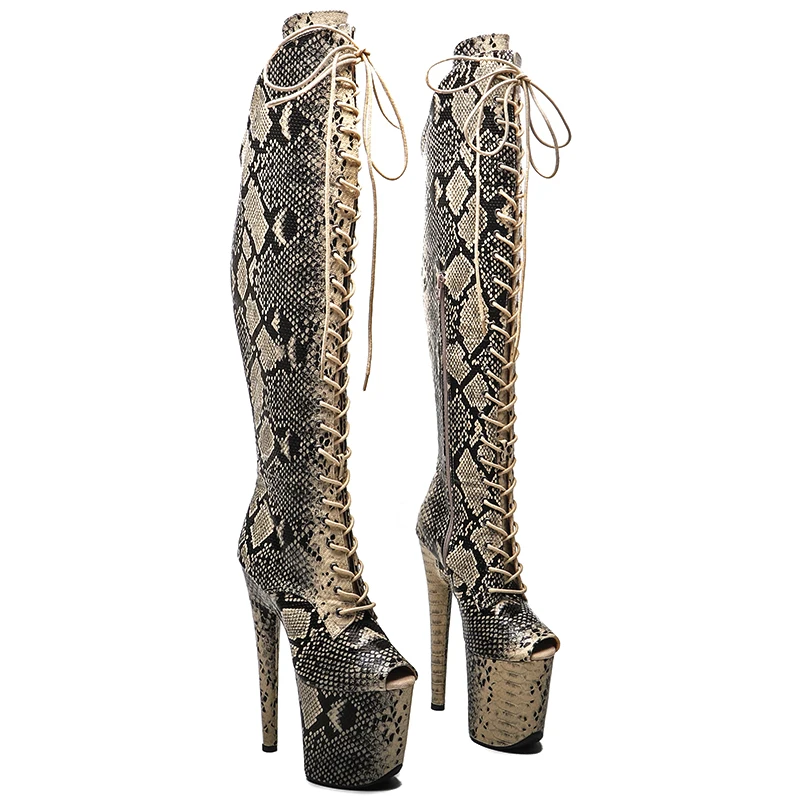 

Leecabe 20CM/8inches Snake PU Upper exy exotic young trend fashion boots High Heel platform Pole Dance boot