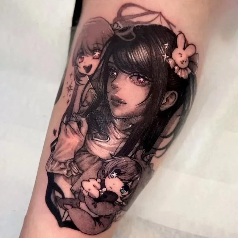 

Anime Black Rabbit Maid Temporary Tattoos Durable Cartoon Girl Waterproof Fake Tattoo Realistic Body Art Tatoo Body Stickers