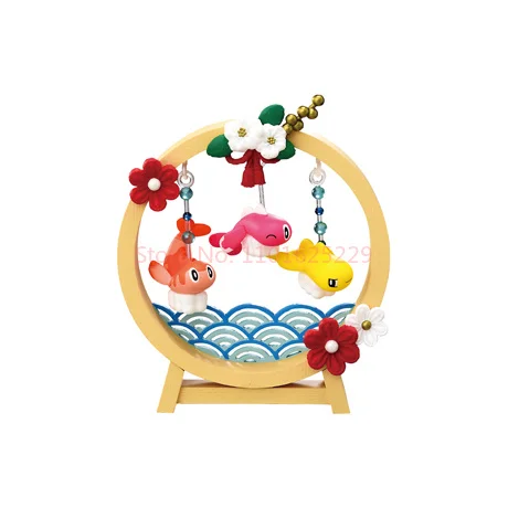 Re-Ment Pokemon Swing Vignette Collection - Mew & Pikachu Rocking Display Figure Politoed Ninetales Riolu Growlithe Model Toy