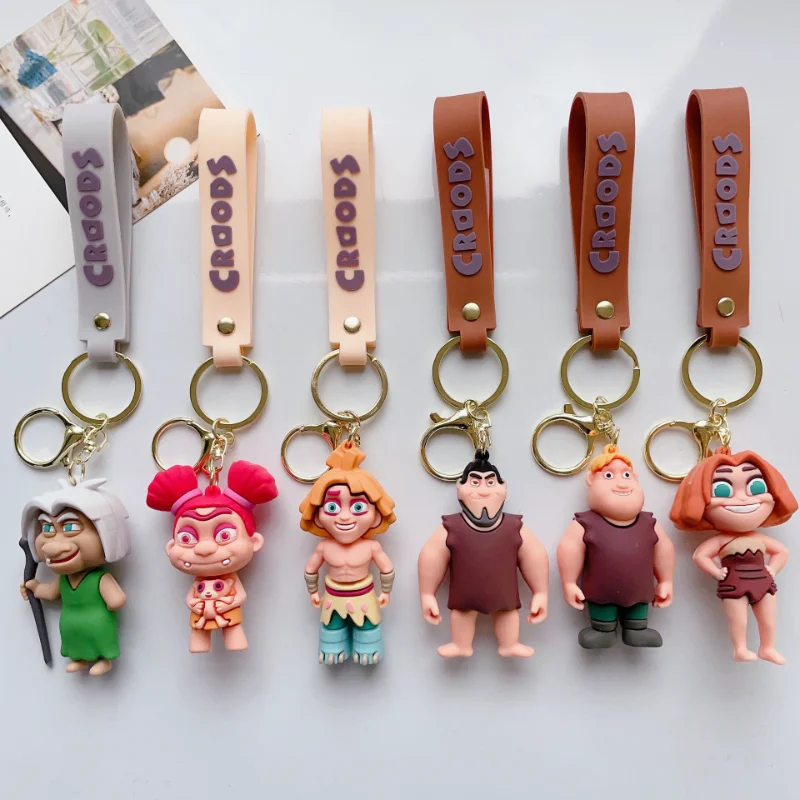 Disney Classic Movie The Croods Keychain Anime Cartoon Bag Pendant Decoration Cosplay Car Keyring Kawaii Key Chain Kids Toy Gift