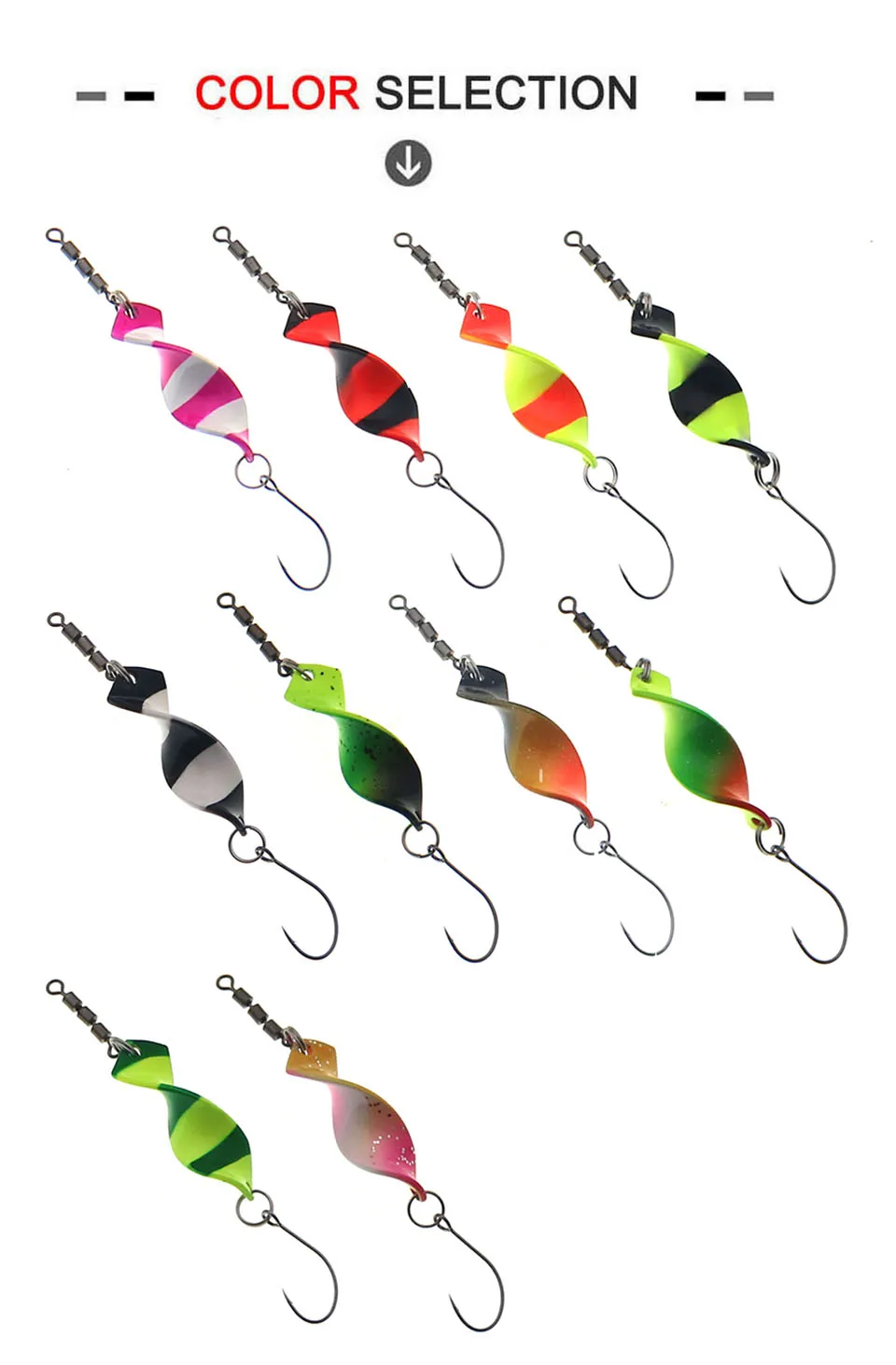 Verdrehte Metallforellen-Angellöffelköder, Jigging-Köder, 2,8 g, 4 g, künstlicher Spinner, harte Köder für Forellenbarsch – Detail 6