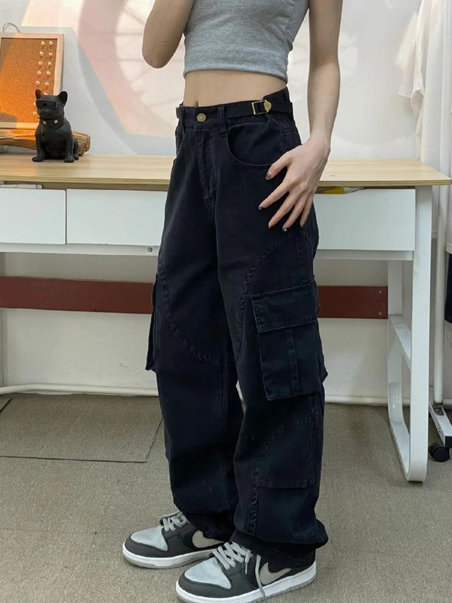 

American High Street Retro Loose High Waist Workwear Jeans Women Summer New Casual Versatile Straight Leg Pants