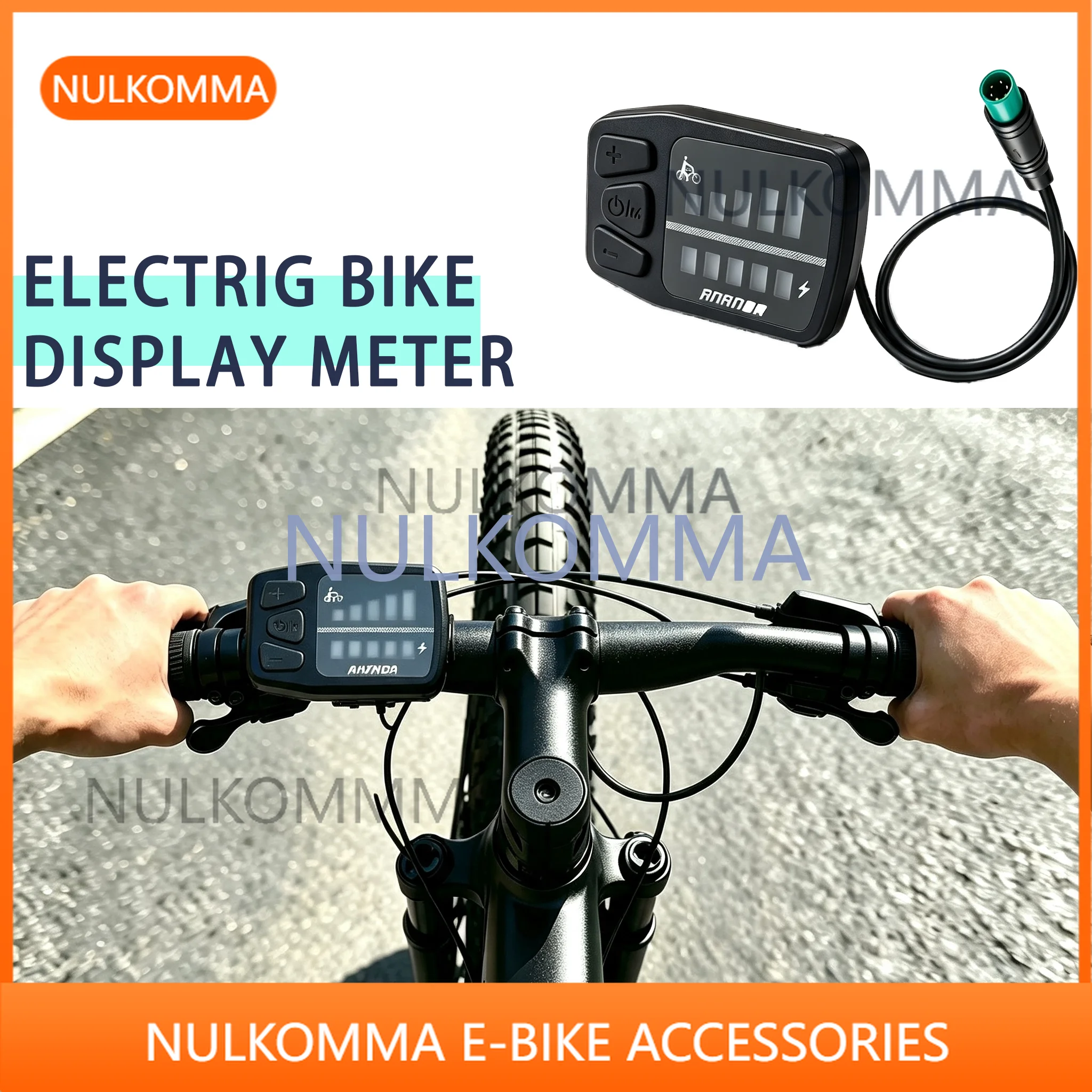 NULKOMMA  ANANDA Electric Bike LED Display Panel Waterproof Bicycle Speed Meter 5 Pin MALE Connecter D15