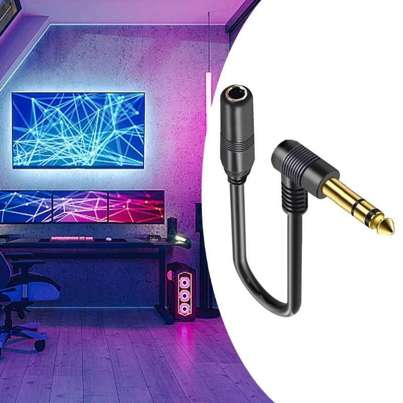 직각 90도 6.35mm 남성-여성 연장 코드 1/4인치 TS 코드 케이블 Dropship