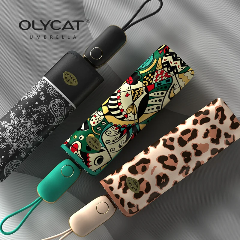 OLYCAT New Luxury Umbrella Woman Summer UV Parasol Umbrella Windproof Strong Flat Foldable Automatic Umbrella