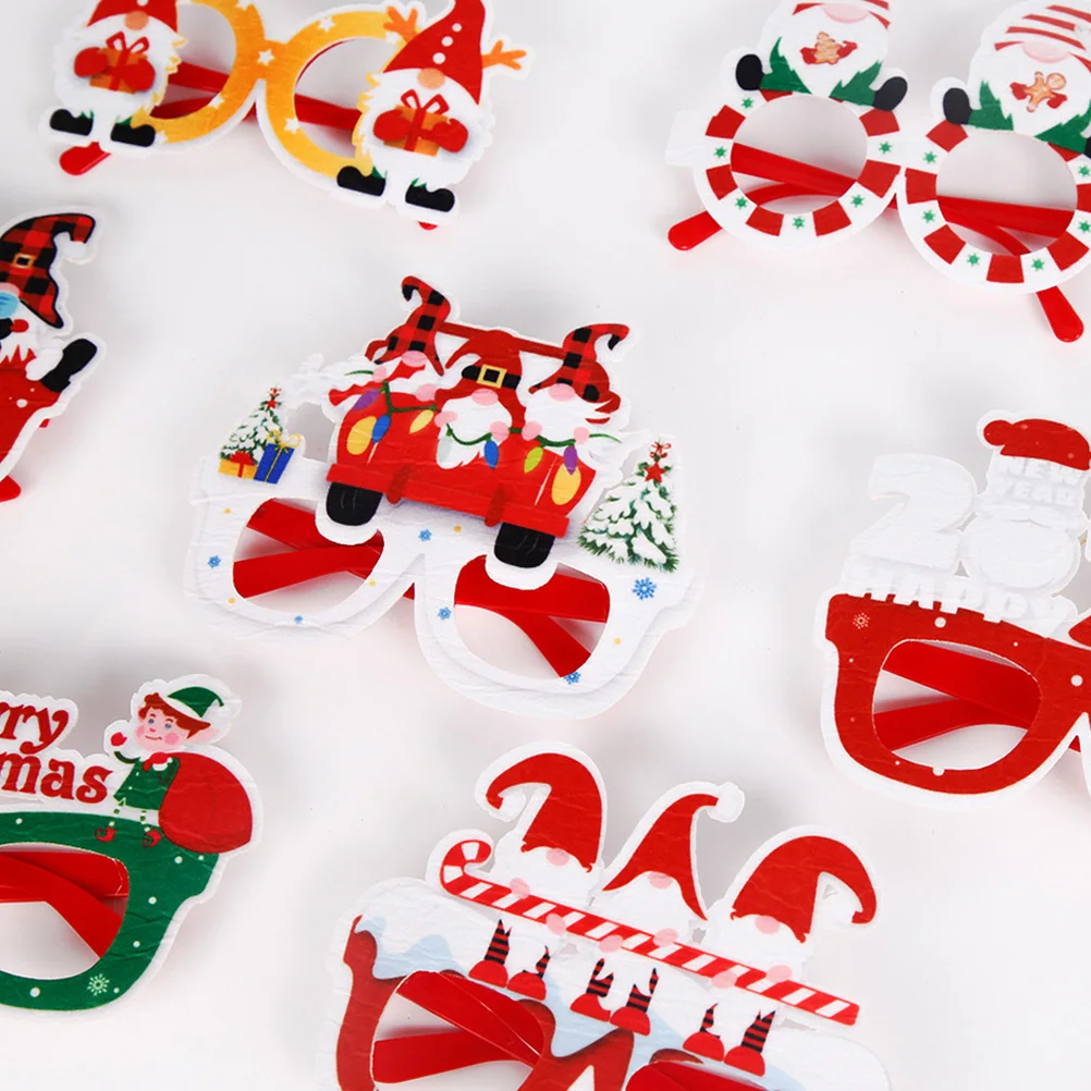 

12 Pcs Christmas Glasses Frame Felt Cloth Eyeglasses Lightweight Safe Plastic Party Supplies Xmas Decorations Festive