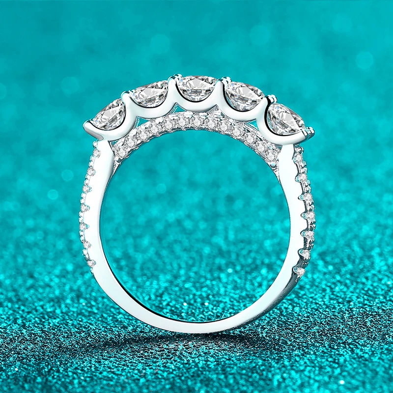 NeeTim 4 مللي متر مويسانيتي خاتم 925 فضة الصلبة مع الذهب الأبيض مطلي الخلود الفرقة خواتم الخطبة الزفاف للنساء