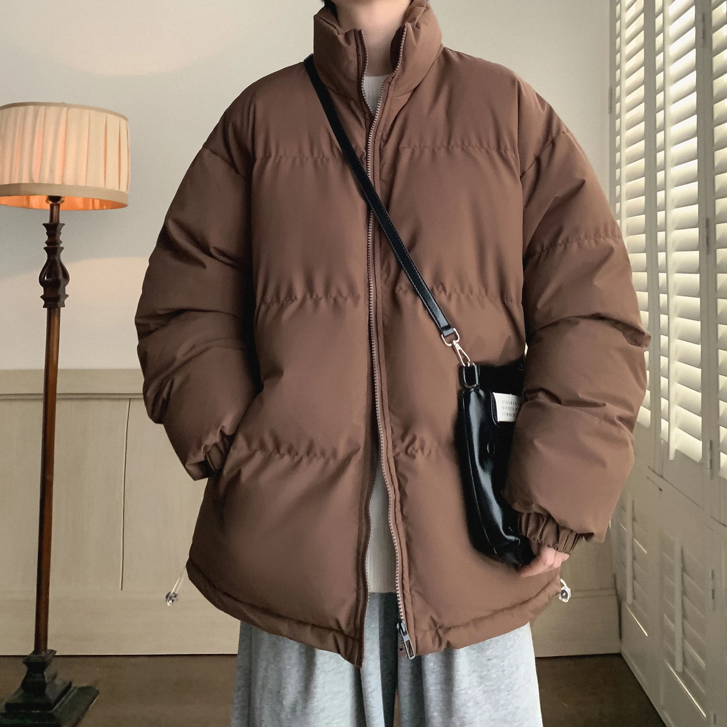 

Мужская утепленная зимняя куртка из хлопка с пуховым наполнителем, модный американский бренд, молодежная повседневная теплая верхняя одежда с воротником-стойкой