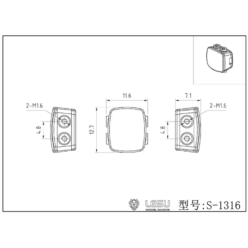 LESU RC 1/14 Hydraulischer Radbagger Rückleuchten-Paar mit LED-Rücklicht Aoue Bl71 Lader-Bagger-Teile TH22426 – Detail 1