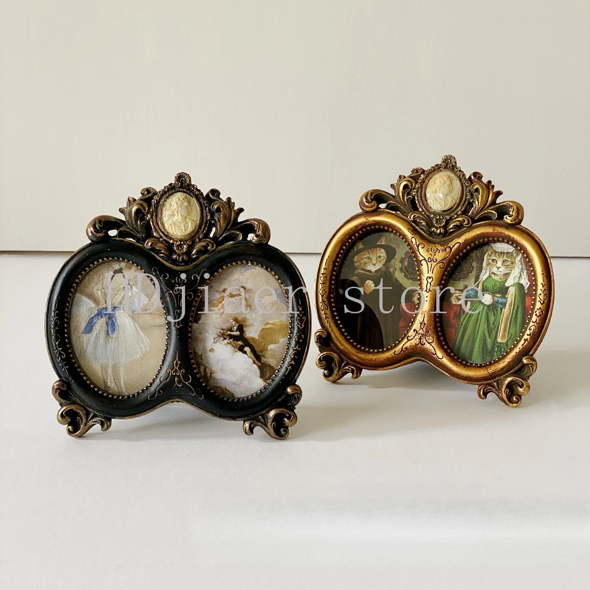 

European Classical Court Carved Resin Photo Frame Retro Niche Creative Table French Mural Wall Decoration Hanging Painting