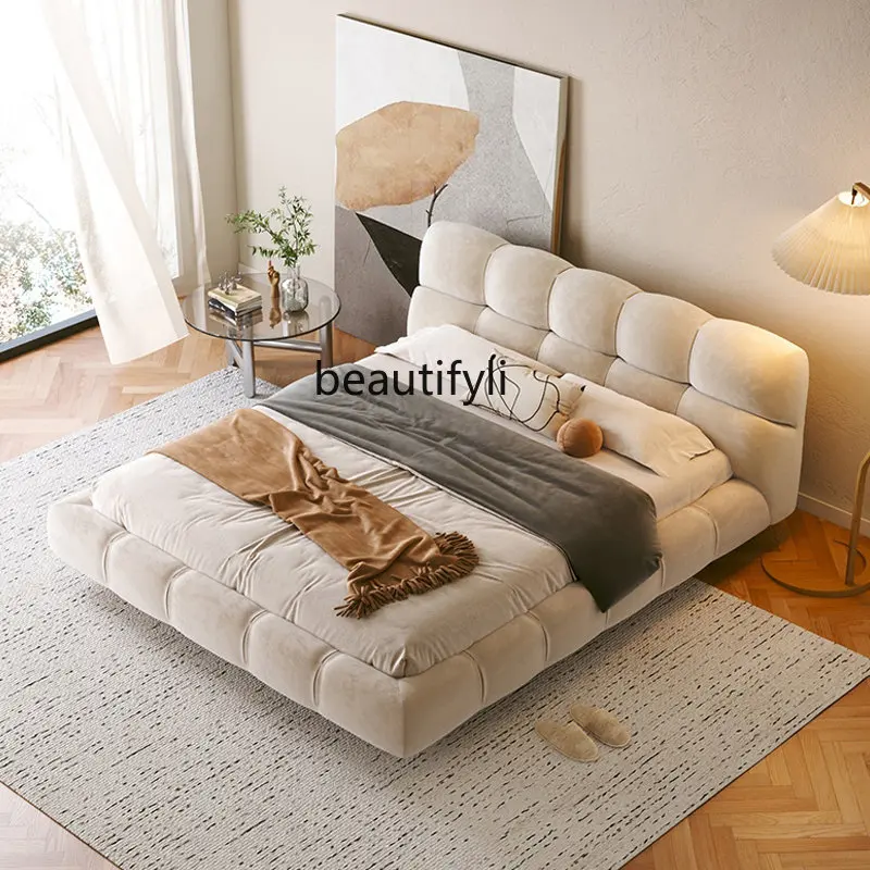 Master Bedroom Cream Style Bread Bed Light Luxury Fabric Bed Modern Simple Suspension Bed Small Apartment Can Be Customized