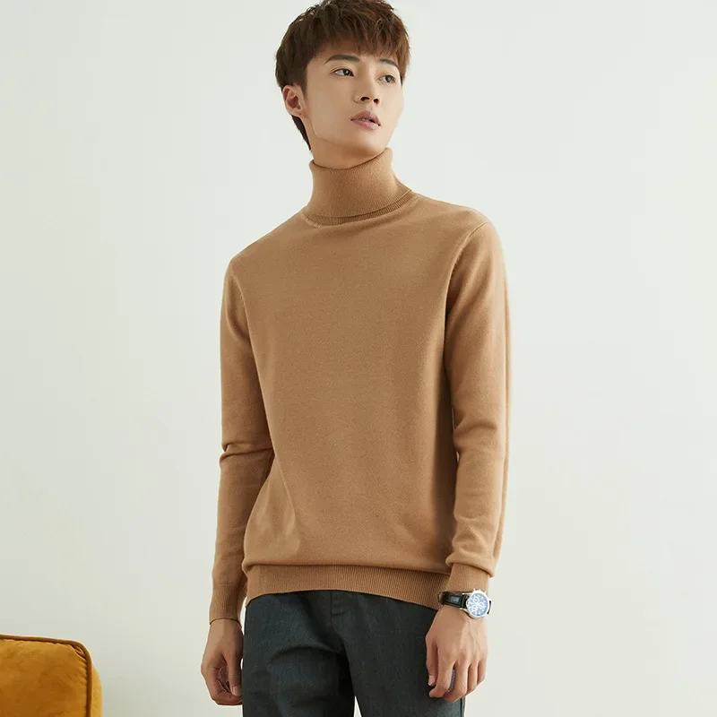 Men Pullovers Autumn Winter Thickening Keep Warm Various Colors Slim Leisure Basic Turtleneck Streetwear Teens All-match Ulzzang