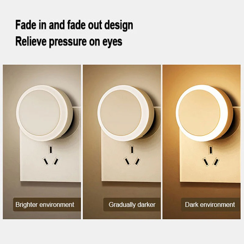 미니 EU 플러그 조명 제어 센서, 에너지 절약 디밍 야간 램프, 무선 LED 야간 조명, 침실 복도 복도 캐비닛