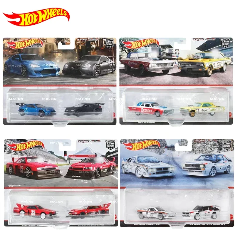 Oryginalna Hot Wheels kultura samochodowa Premium 2-pak dla dzieci chłopięce Voiture 1/64 Diecast Lexus Plymouth Belvedere zabawki dla dzieci prezent