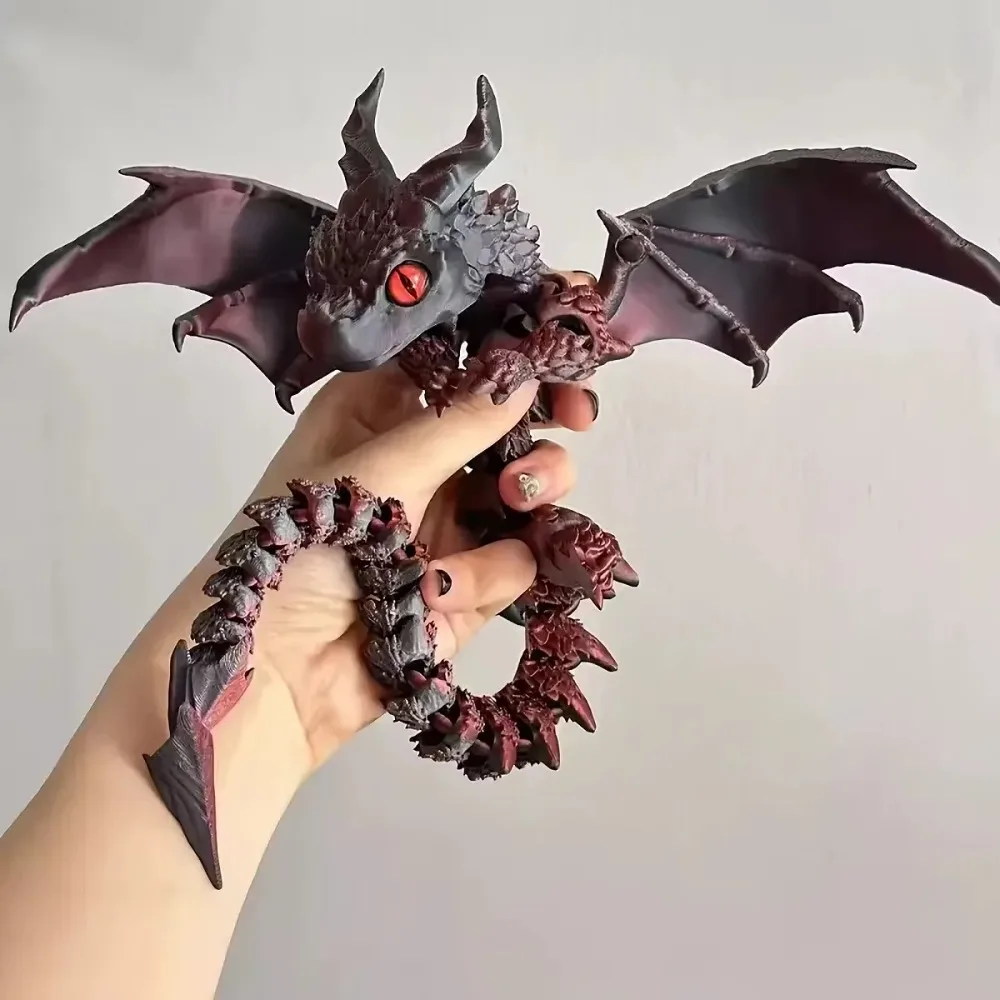 3D Printed 3D Printed Dragon Figurine Winged Design Multi-Jointed Movable Dragon Winged Carriage