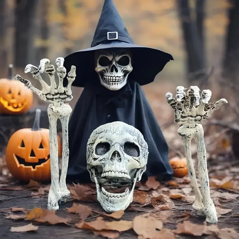 1-6PC Realistic Plastic Skeleton Hand Decoration for Halloween Yard Stake Prop Spooky Graveyard Scene Outdoor Bone Hand Ornament