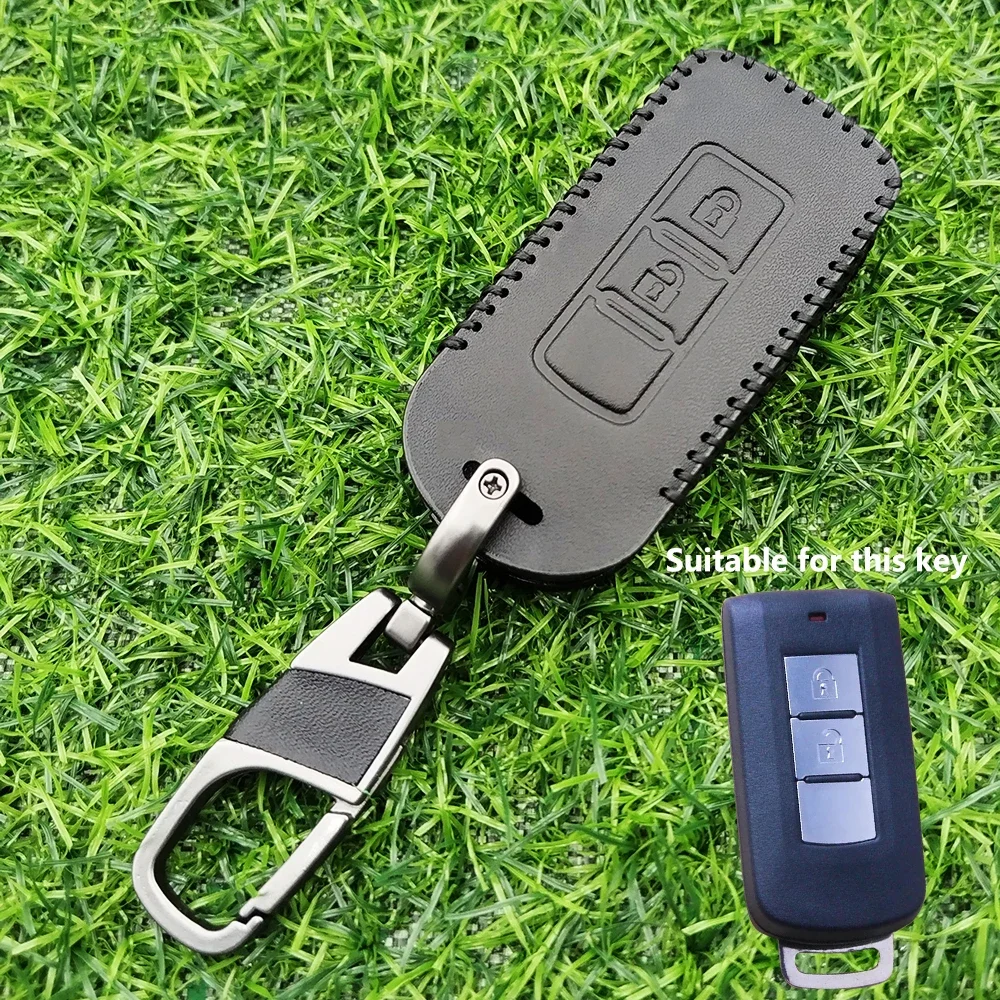 2/3 Buttons Remote Key Case For Mitsubishi L200 ASX Outlander Eclipse Cross Pajero Sport Lancer Leather key Fob Shell Cover